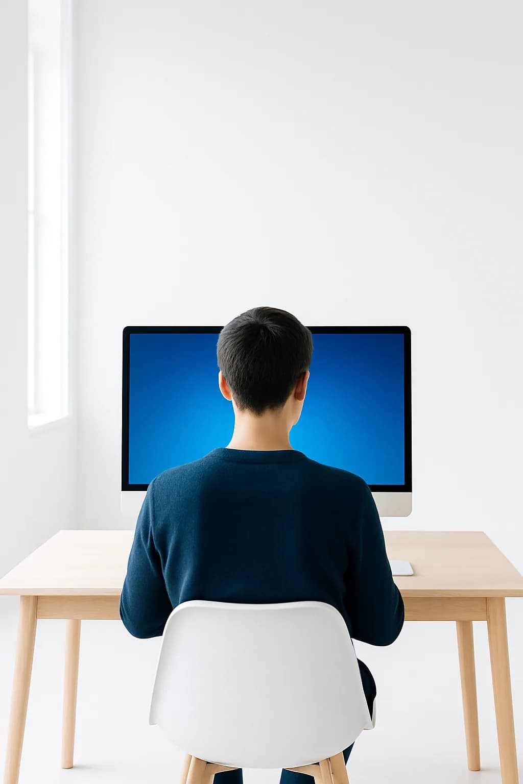 A figure outlined against a bright violet screen
