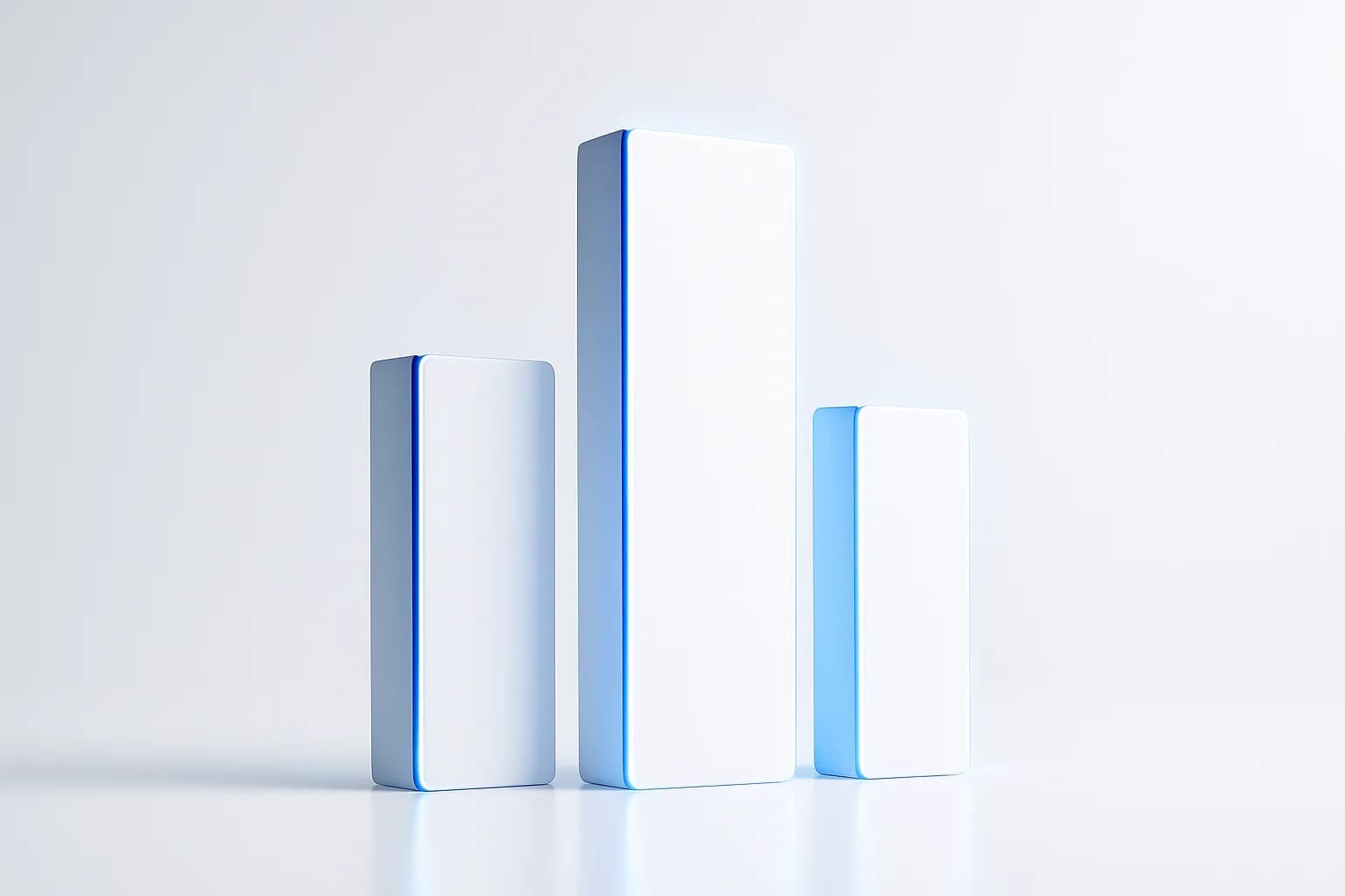 Three tiers rising in height on a bright studio floor