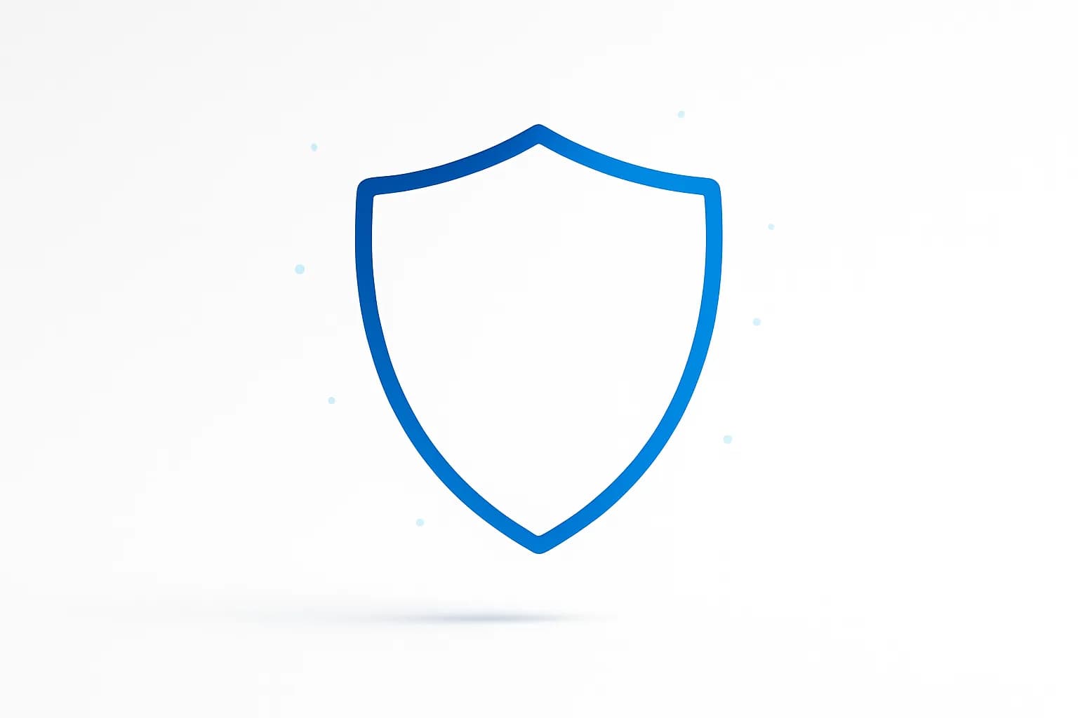 A blue shield outline floating on white