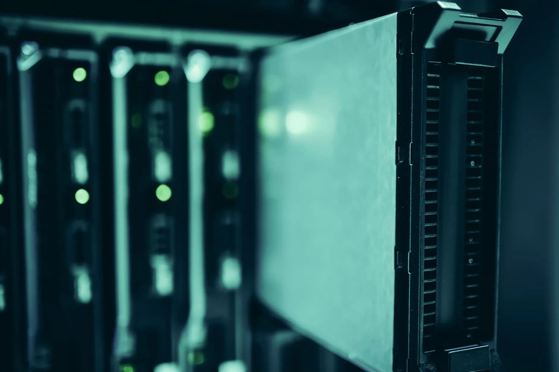 A long aisle of servers inside a global data centre network